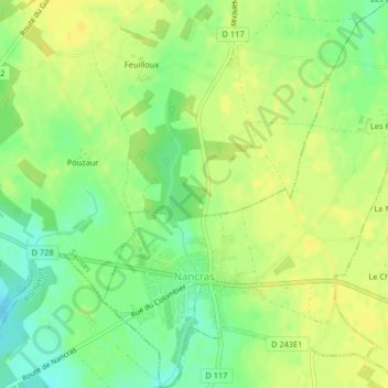 Nancras topographic map, elevation, terrain