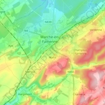 Waha topographic map, elevation, terrain