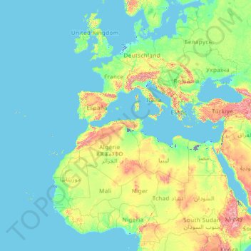 Netherlands topographic map, elevation, terrain