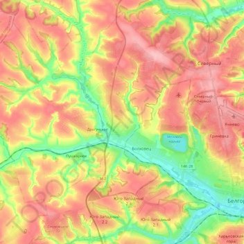 Стрелецкое сельское поселение topographic map, elevation, terrain