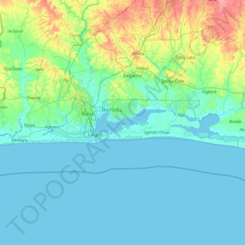 Lagos State topographic map, elevation, terrain