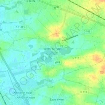 Salles-sur-Mer topographic map, elevation, terrain