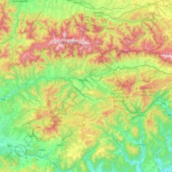 District of Brezno topographic map, elevation, terrain