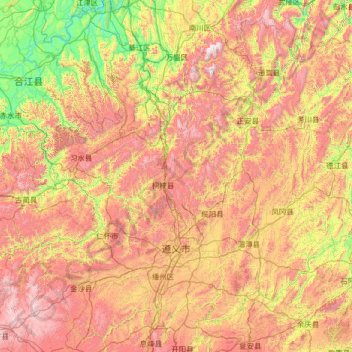 Zunyi City topographic map, elevation, terrain
