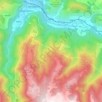 Albiès topographic map, elevation, terrain