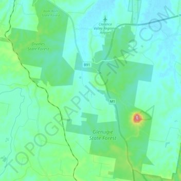 Glenugie topographic map, elevation, terrain
