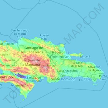 Dominican Republic topographic map, elevation, terrain