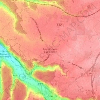 Saint-Germain-la-Campagne topographic map, elevation, terrain