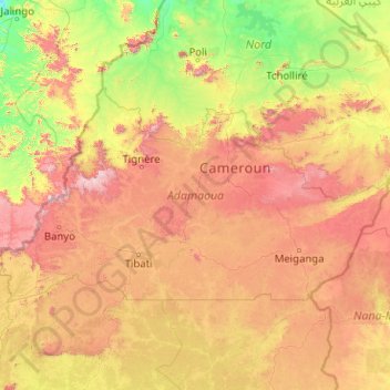 Adamawa topographic map, elevation, terrain