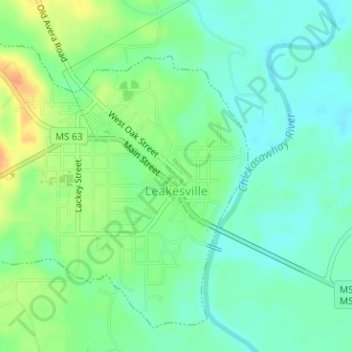 Leakesville topographic map, elevation, terrain
