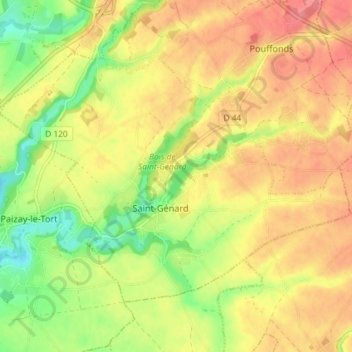 Saint-Génard topographic map, elevation, terrain