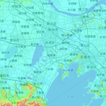 Changzhou City topographic map, elevation, terrain