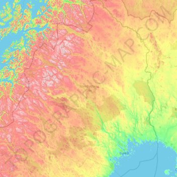 Provinz Norrbotten topographic map, elevation, terrain
