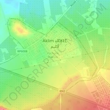 Aklim topographic map, elevation, terrain