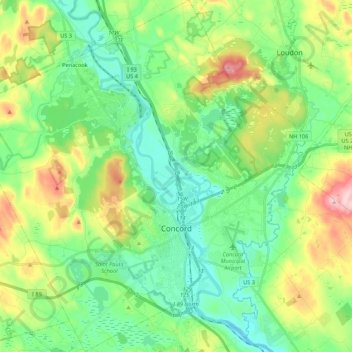 Concord topographic map, elevation, terrain