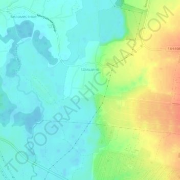 Шишино topographic map, elevation, terrain