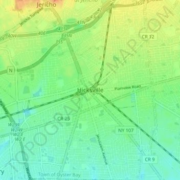 Hicksville topographic map, elevation, terrain