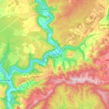 Penne topographic map, elevation, terrain