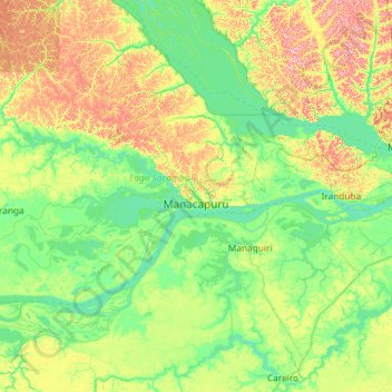 Manacapuru topographic map, elevation, terrain