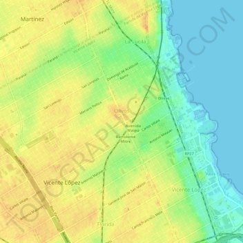 Olivos topographic map, elevation, terrain