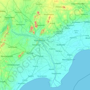 Krishna topographic map, elevation, terrain