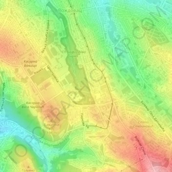 Banjica topographic map, elevation, terrain