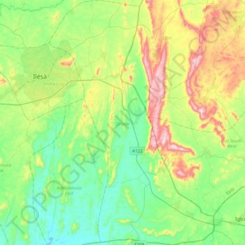 Oriade topographic map, elevation, terrain