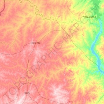 Kaiama topographic map, elevation, terrain
