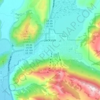 Jackson topographic map, elevation, terrain