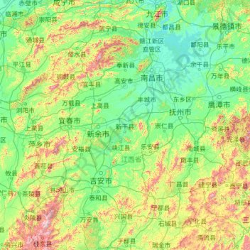 赣江 topographic map, elevation, terrain