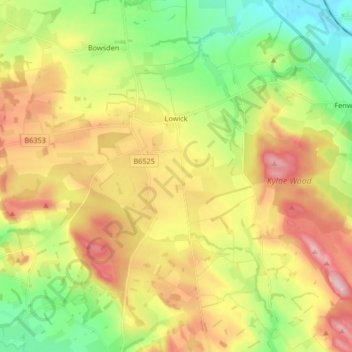 Lowick topographic map, elevation, terrain