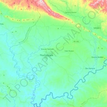 Commune Thomassique topographic map, elevation, terrain