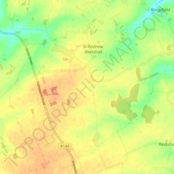 St Andrew, Ilketshall topographic map, elevation, terrain