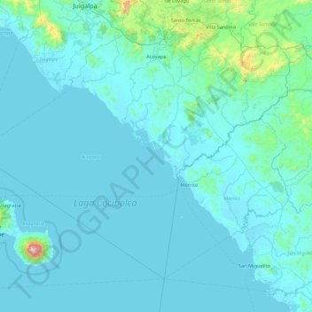 Acoyapa topographic map, elevation, terrain