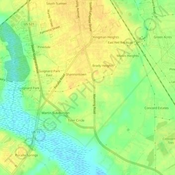 South Sumter topographic map, elevation, terrain