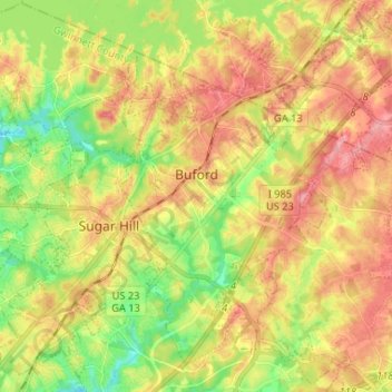 Buford topographic map, elevation, terrain