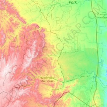 Ehlanzeni topographic map, elevation, terrain