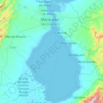 Lake Maracaibo topographic map, elevation, terrain