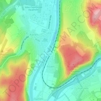 Filzen topographic map, elevation, terrain