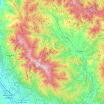Unione dei Comuni Montani del Casentino topographic map, elevation, terrain