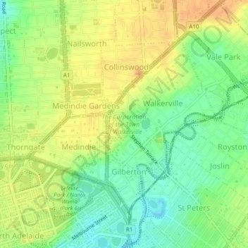 The Corporation of the Town of Walkerville topographic map, elevation, terrain