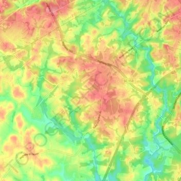 Powdersville topographic map, elevation, terrain