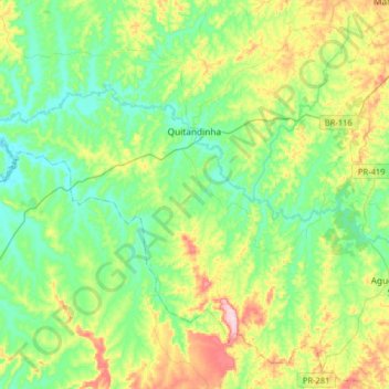 Quitandinha topographic map, elevation, terrain