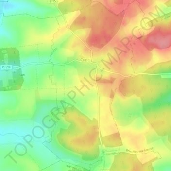 Cunel topographic map, elevation, terrain