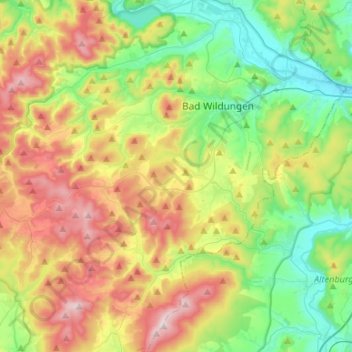 Bad Wildungen topographic map, elevation, terrain
