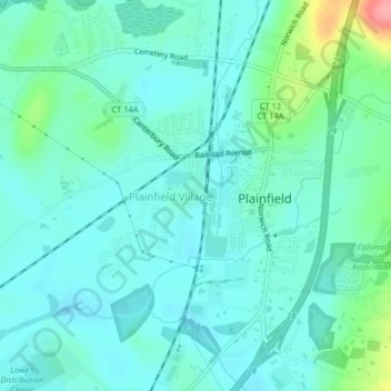 Plainfield Village topographic map, elevation, terrain