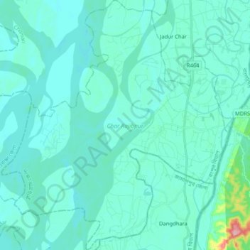Char Rajibpur topographic map, elevation, terrain