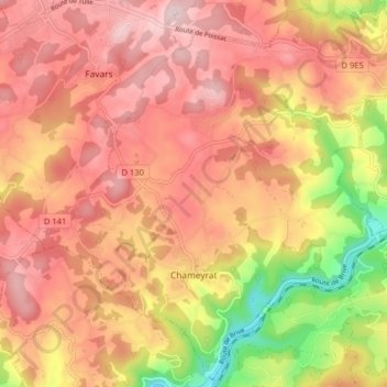 Chameyrat topographic map, elevation, terrain