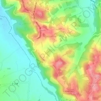 Lasserre topographic map, elevation, terrain