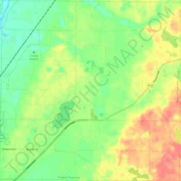 Howard Township topographic map, elevation, terrain